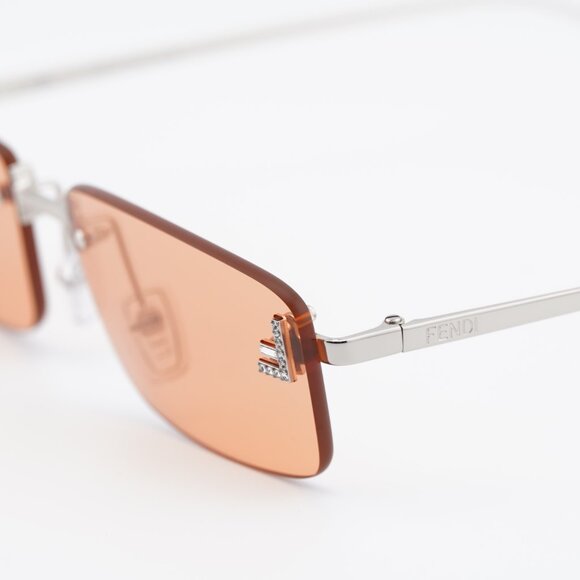 Fendi FE4172US 16J Sunglasses Silver Rectangle Frame, Red Lenses main image 4